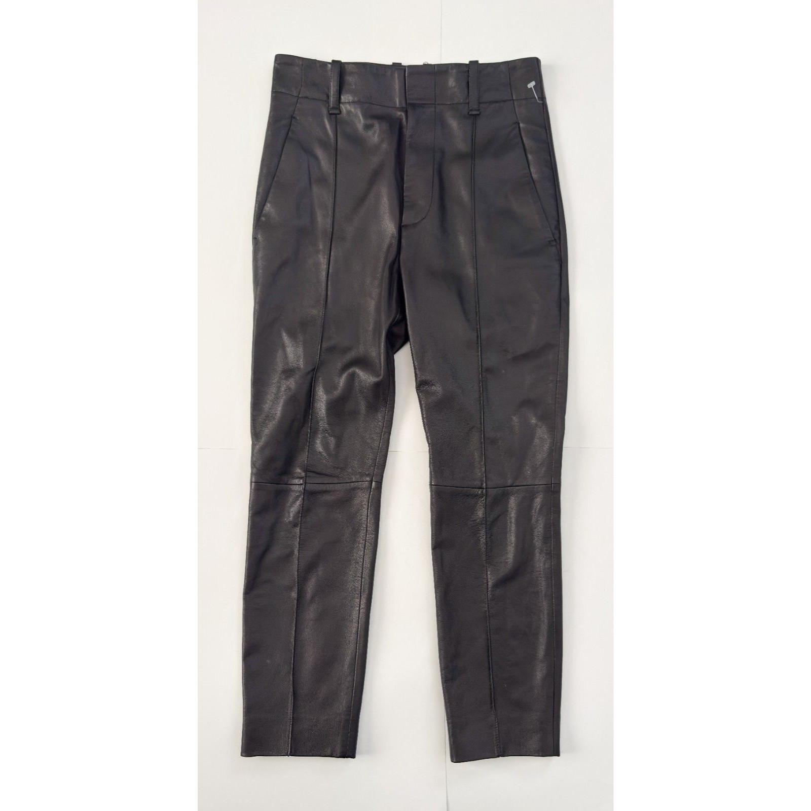 Vince Black Straight Leg Lamb Leather Women's Pants Size 0